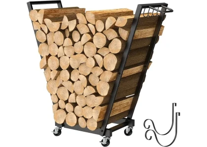 Liantral Rolling Cart Log Rack Firewood Storage