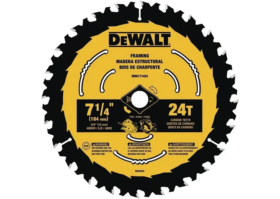DeWalt 7-1/4-in 24-Tooth Rough Finish Tungsten Carbide-tipped Steel Circular Saw Blade
