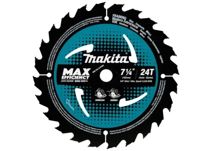 Makita 7‑1/4" 24T Carbide‑Tipped Max Efficiency Circular Saw Blade
