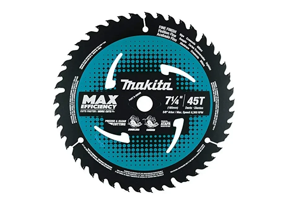 Makita 7‑1/4" 45T Carbide‑Tipped Max Efficiency Saw Blade
