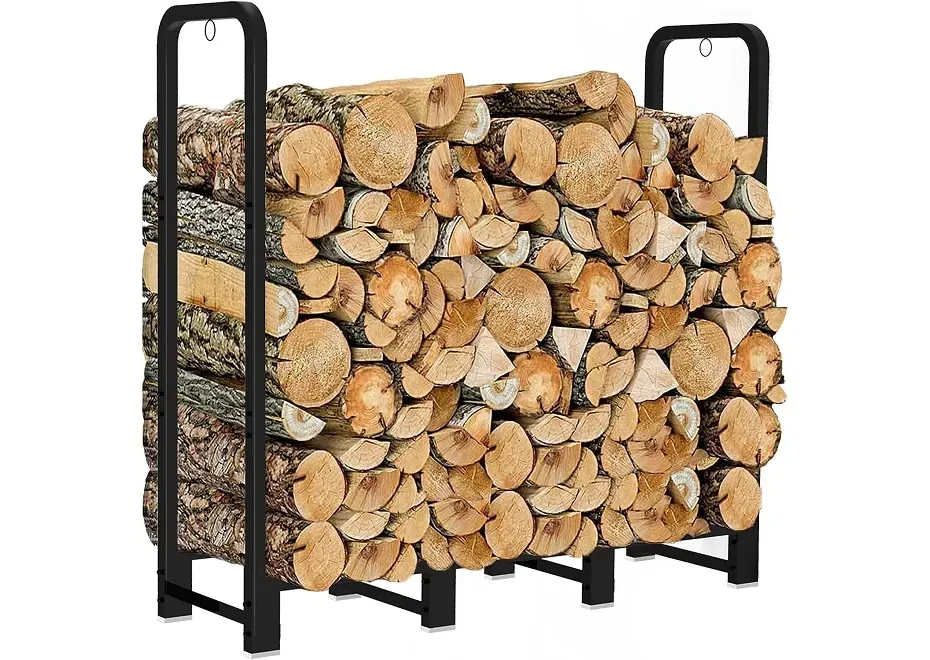 Firewood Log Rack Heavy Duty Metal Wood Storage Firewood Holder In/Outdoor