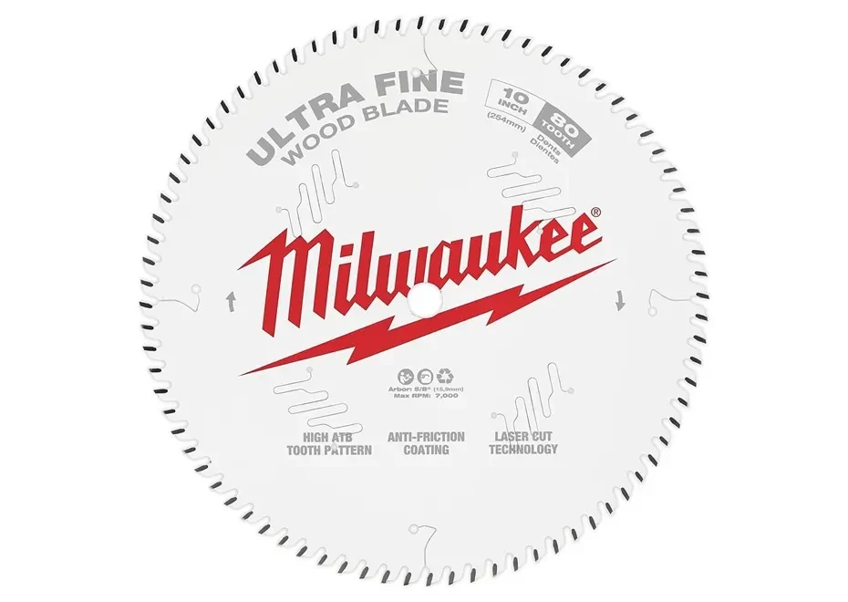 Milwaukee 10" 80T Ultra Fine Finish Circular Saw Blades