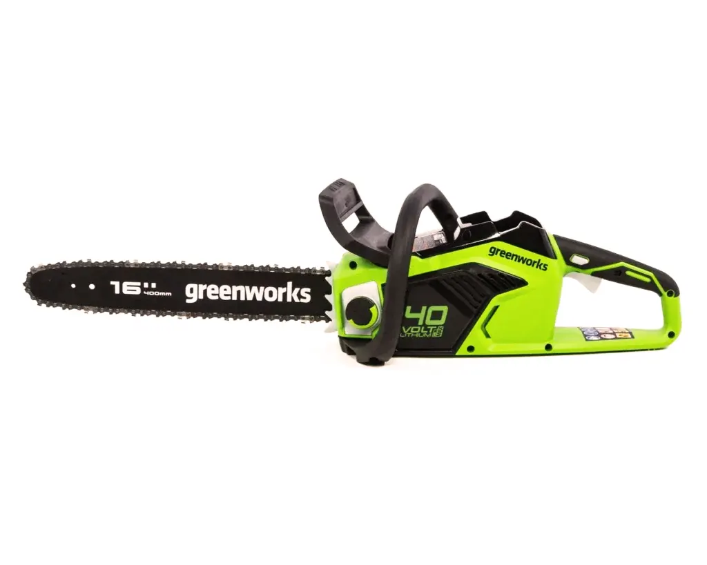 Greenworks 40V cordless chainsaw with a 16-inch bar