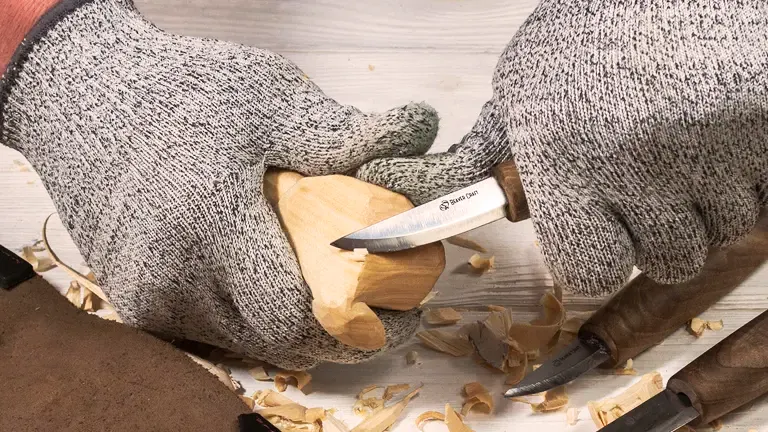 Person chipping the wood