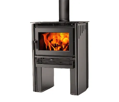 Pacific Energy Neo 2.5 wood stove with visible fire