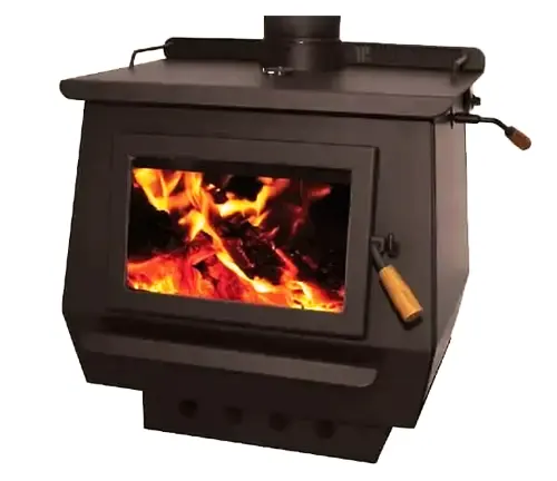 Blaze King Princess wood stove with visible fire