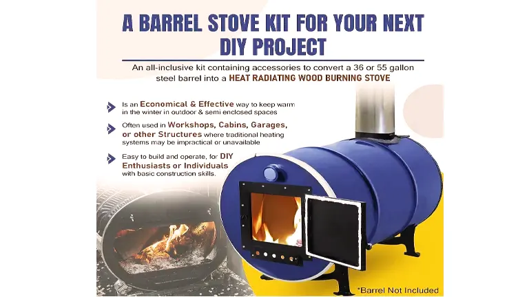 US Stove Bsk1000 Cast Iron Barrel Stove Kit