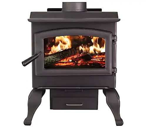 US Stove Wood-Burning Defender Stove with visible flames