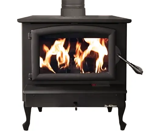 Buck Stove Model 21NC Wood Stove with visible flames