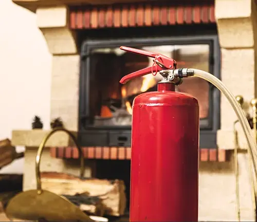 Wood stove with Fire extinguisher
