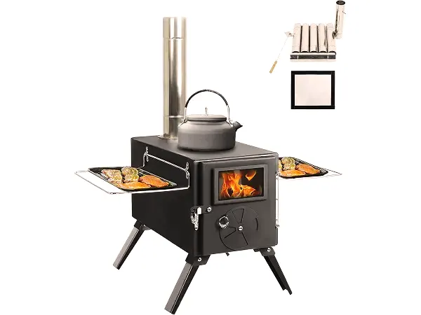 DEERFAMY Tent Stove, Wood Burning Stove with 7 Section Chimney