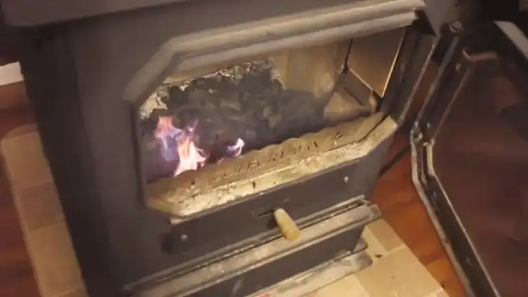 Coal burning in wood stove.