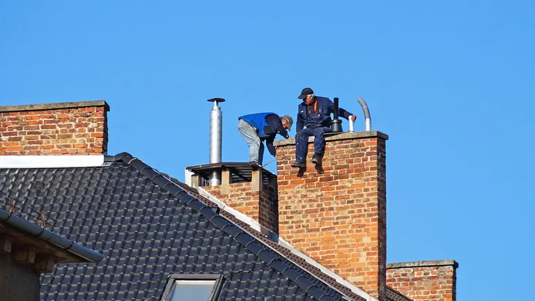 two chimney cleaner working