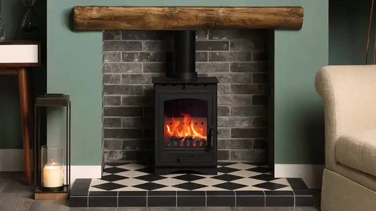 Wood stove with Heat-Resistant Ceramic Tiles