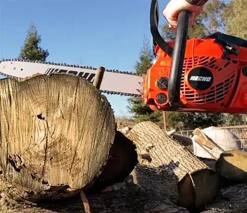 Echo CS-400 Winter Chainsaw Cutting Log