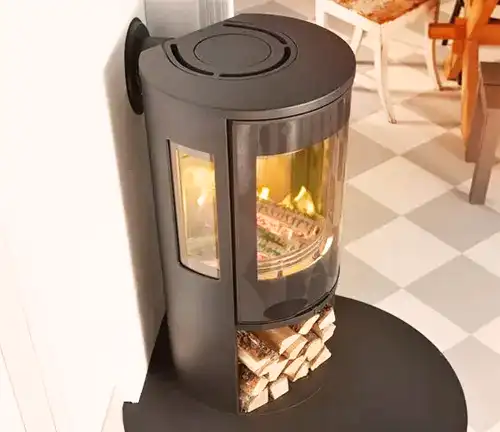 Installed Oval Curved Wood Burning Multi-fuel Stove 11kw