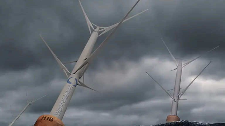 Norway’s innovative multi-bladed wind turbine on a floating platform in the ocean.