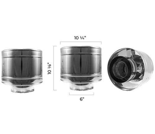 Three views of an RV wood stove kit with dimensions.