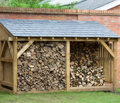 Wooden shed filled with firewood for a 2023 Firewood Business guide