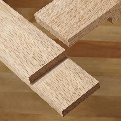 Close up of a half-lap joint made from two pieces of wood
