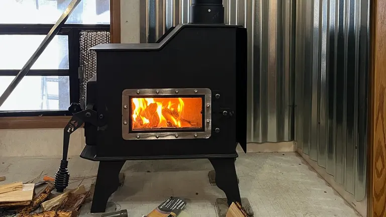 Corrugated tin heat shield  Wood stove surround, Wood stove hearth, Wood  stove wall
