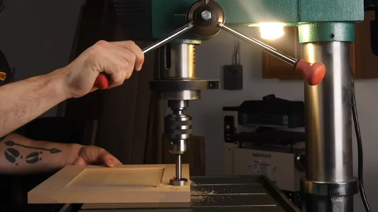 Person drilling wood.