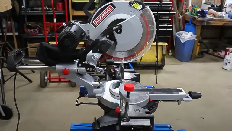 ADMIRAL 12" Dual Bevel Sliding Compound Miter Saw with LED & Laser Guide in workshop