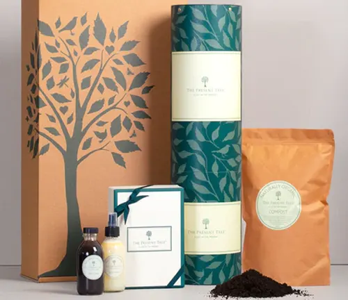 Collection of The Hawthorn Tree products including a box, tube, bag, and bottles