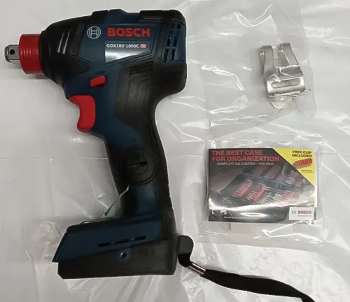 BOSCH GDR18V-1860CB25 18V Hex Impact Driver Kit with accessories on a white background.