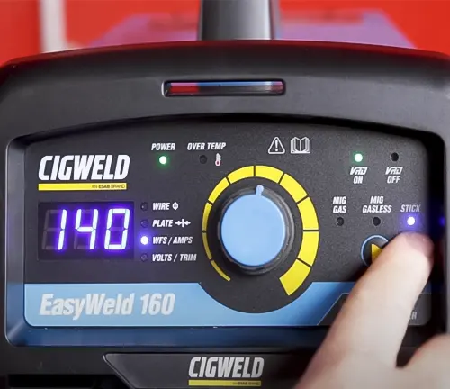 Close-up of Cigweld EasyWeld 160 MIG Stick Welder control panel