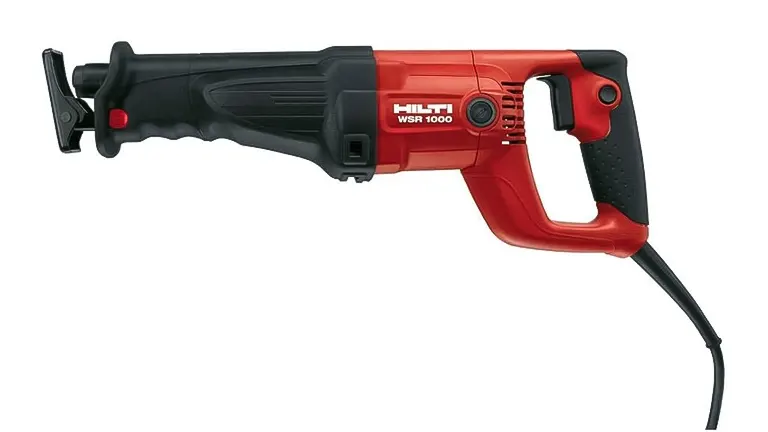 Red and black Hilti WSR 1000 Reciprocating Saw with a cord attached