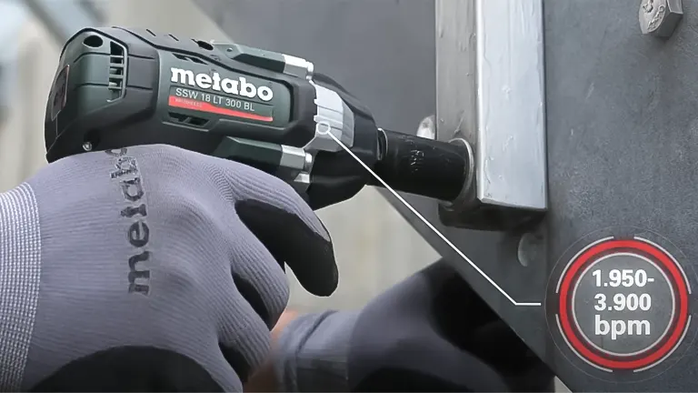 A Metabo SSW 18 LT 300 BL cordless impact driver with a 1/4" quick-release chuck