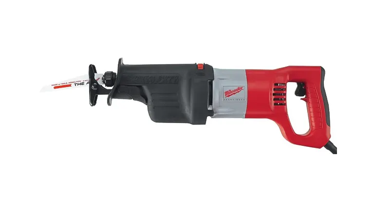 Milwaukee T25741 - 13 Amp Sawzall Reciprocating Saw with a red and gray handle and a white blade