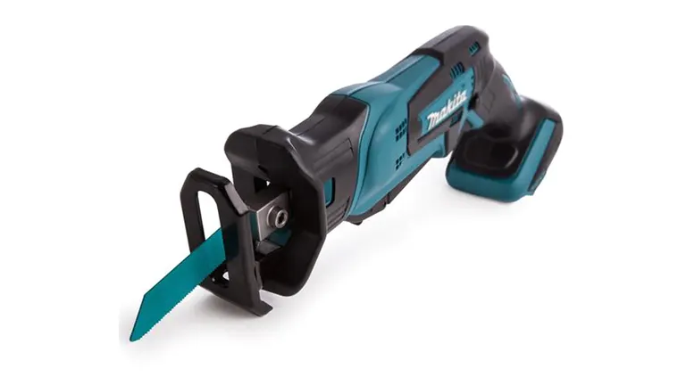 Blue and black Milwaukee T25741 - 13 Amp Sawzall Reciprocating Saw with a black handle and blue blade on a white background