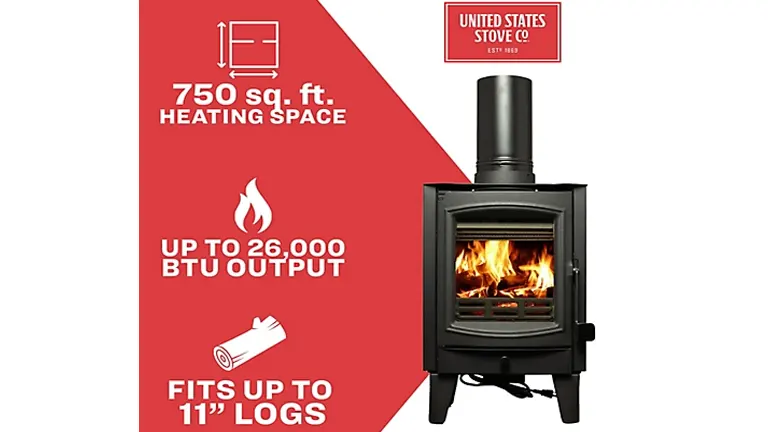 New US Stove 750 Sq. Ft. Wood Stove - 75% effieciency Specs