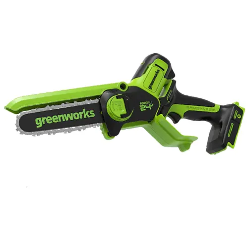 Green and black Greenworks 24V 6" Brushless Pruning Saw