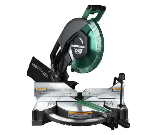 Metabo HPT C12FDHB 12” Dual-Bevel Compound Miter Saw with green accents and a metallic base