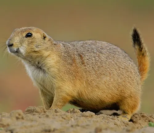 Alert Black-tailed Prairie Dog standing on all fours in a natural outdoor setting