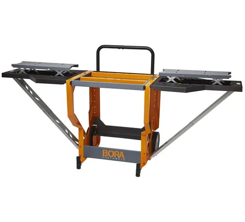 Black and orange Bora Portamate PM-8000 Miter Saw Stand with extendable wings