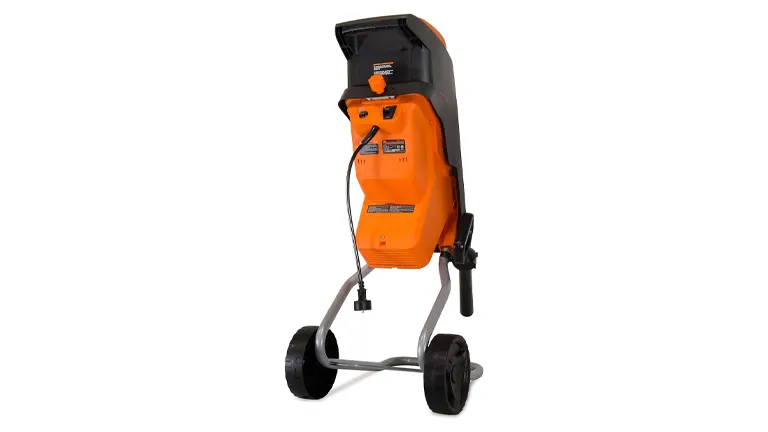 Orange WEN 5 Amp Rolling Electric Wood Chipper and Shredder on a white background