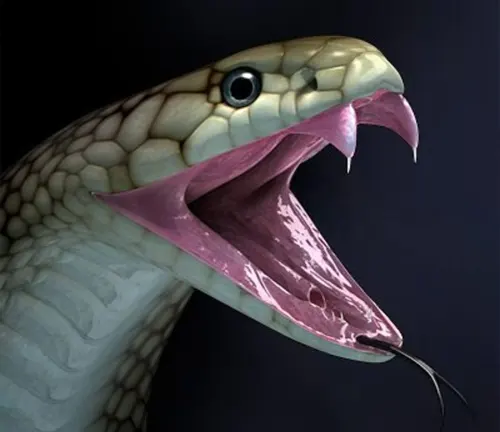 Black Mamba with open mouth showing fangs