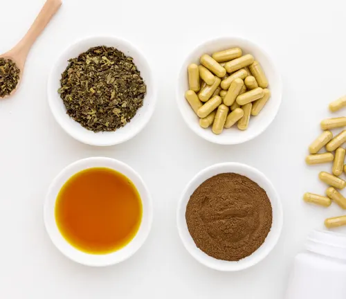 various forms of Goldenseal including dried, powdered, liquid extract, and capsules