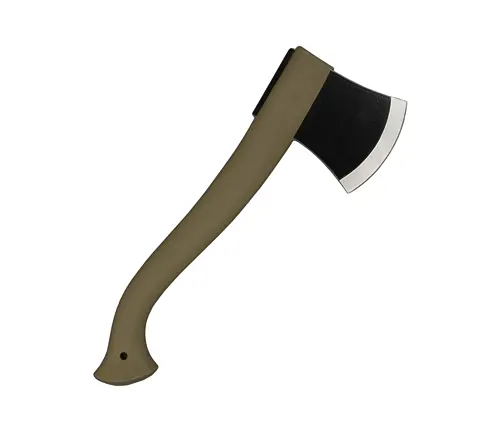 Morakniv Boron Steel Camping Axe with a beige handle and black blade on a white background