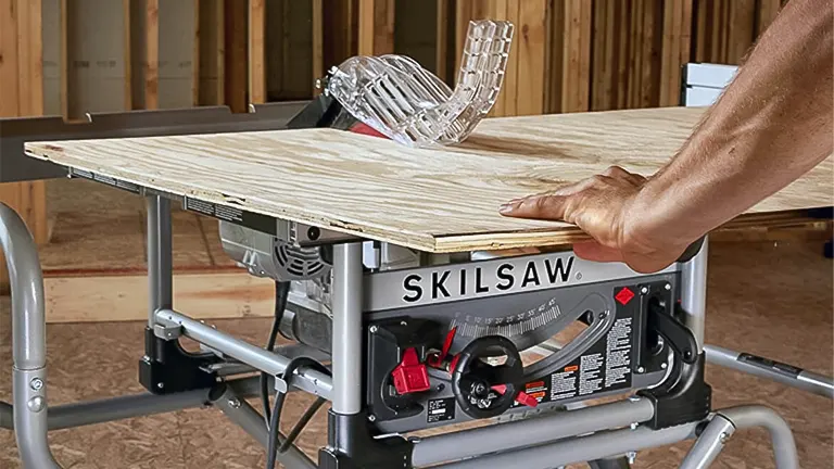 SKILSAW SPT99-11 table saw in use at a construction site