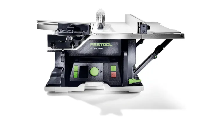 Compact Festool Table Saw CSC SYS 50 with control buttons and extended work surface