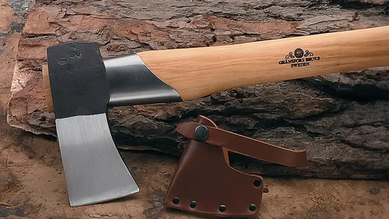 Gransfors Bruk Splitting Maul with a sturdy, light-colored wooden handle and a sharp, clean, well-crafted metal head