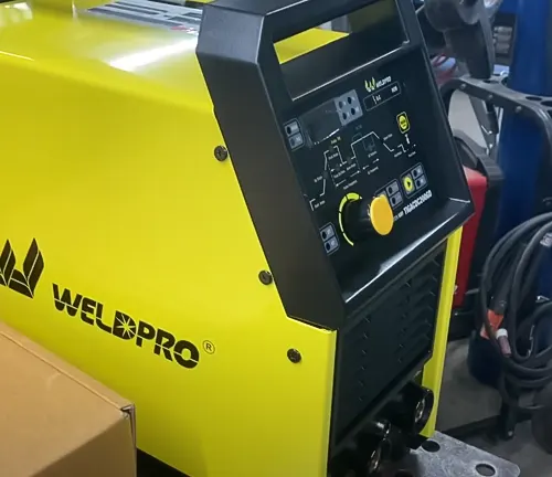 Weldpro Digital TIG 200GD welder machine with a bright yellow casing and digital control panel