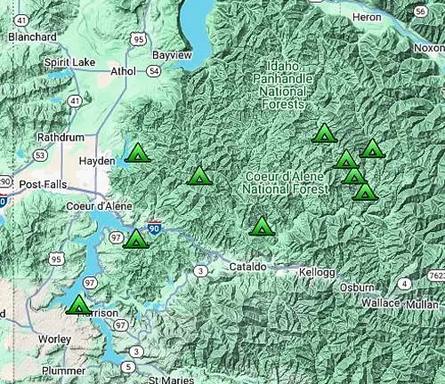 Location of Coeur d'Alene National Forest