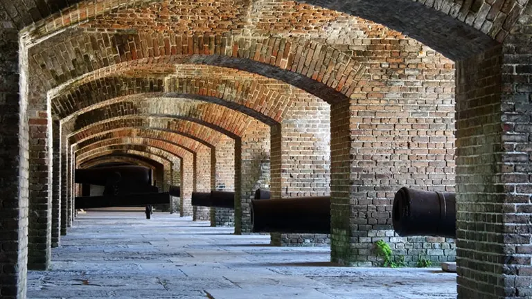 Brick archways and cannons at Fort Zachary Taylor Historic State Park
