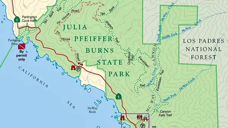 Unique Location of Julia Pfeiffer Burns State Park
